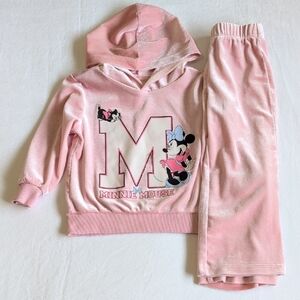 disney minnie mouse velour varsity tracksuit matching outfit set pink 2T girls